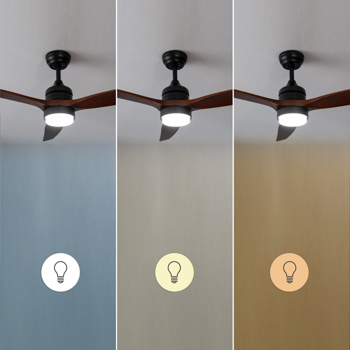 Ventilator de tavan cu iluminare Cecotec EnergySilence Aero 5230 DarkWood, 40 W, diametru 132 cm, 6 viteze