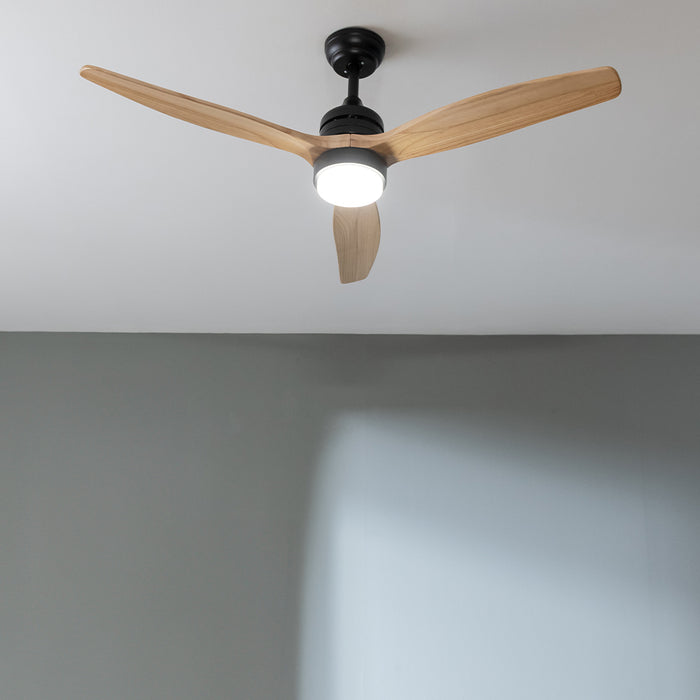 Ventilator de tavan cu iluminare Cecotec EnergySilence Aero 5230 Black&LightWood, 40 W, diametru 132 cm, 6 trepte