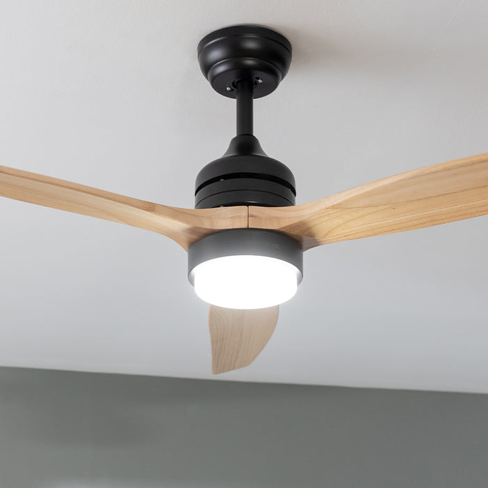 Ventilator de tavan cu iluminare Cecotec EnergySilence Aero 5230 Black&LightWood, 40 W, diametru 132 cm, 6 trepte