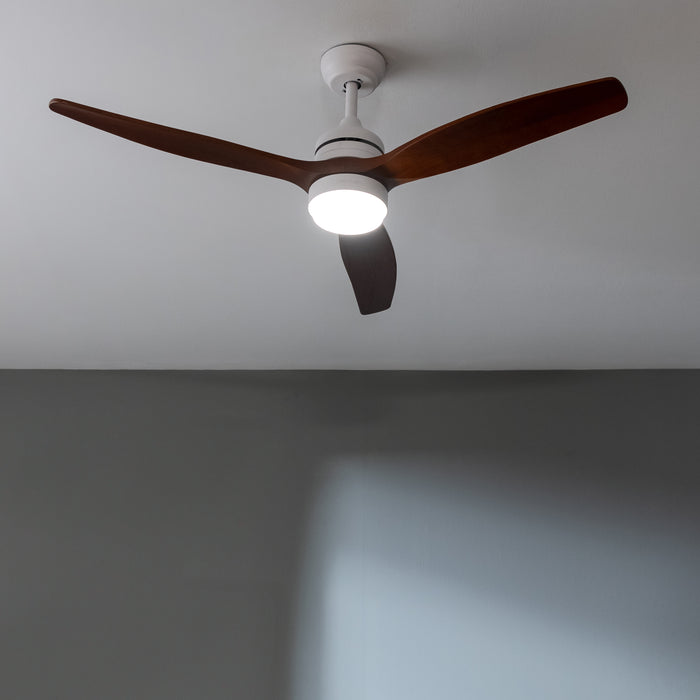 Ventilator de tavan cu iluminare Cecotec EnergySilence Aero 5230 White&BlackWood, 40 W, diametru 132 cm, 6 trepte