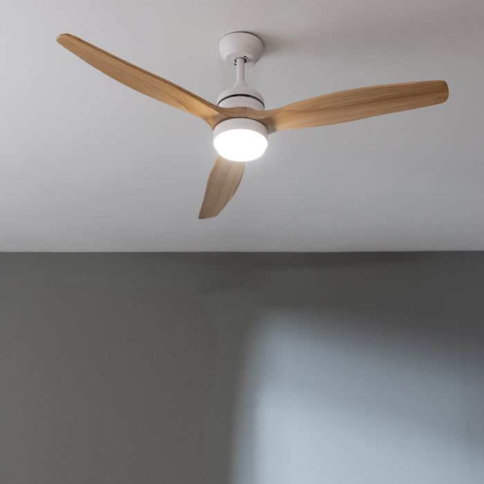 Ventilator de tavan cu lampă Cecotec EnergySilence Aero 5275 LightWood, 40 W, diametru 132 cm, 6 trepte, lampă LED 18 W