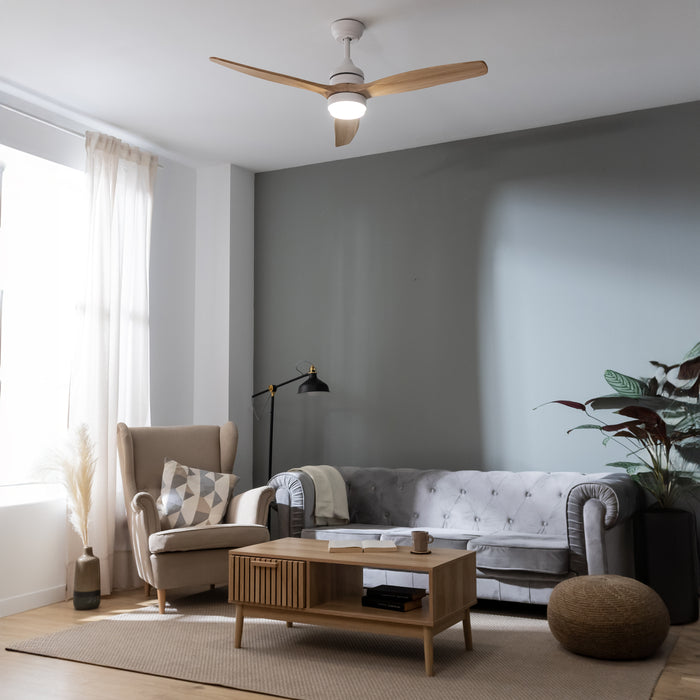 Ventilator de tavan cu lampă Cecotec EnergySilence Aero 5275 LightWood, 40 W, diametru 132 cm, 6 trepte, lampă LED 18 W