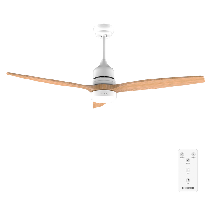 Ventilator de tavan cu lampă Cecotec EnergySilence Aero 5275 LightWood, 40 W, diametru 132 cm, 6 trepte, lampă LED 18 W