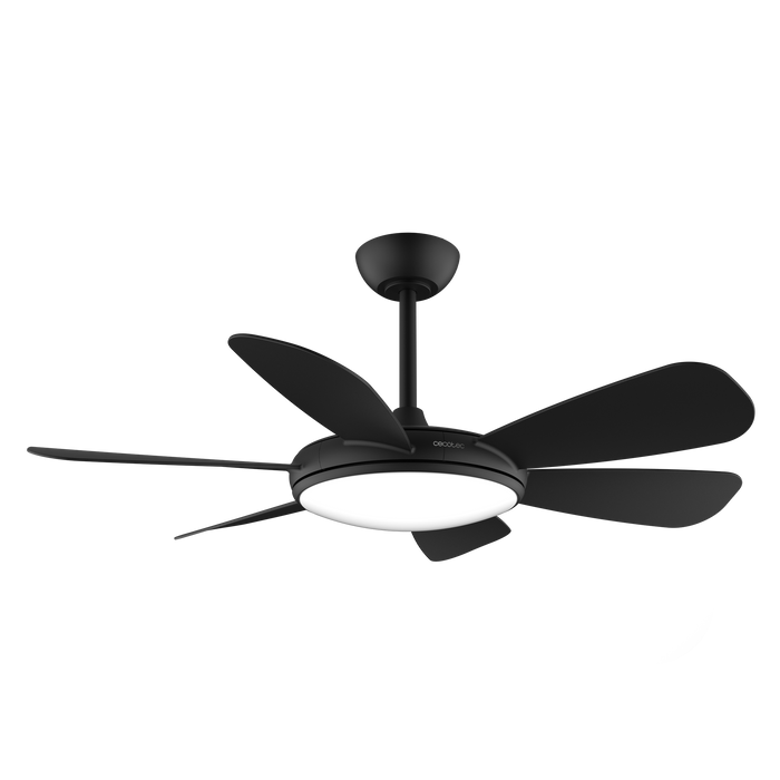 Ventilator de tavan cu iluminare Cecotec EnergySilence Aero 5200 Black Pro, 55 W, diametru 132 cm, 6 trepte, negru
