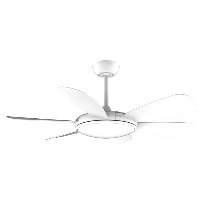Ventilator de tavan cu lampă Cecotec EnergySilence Aero 5200 White Pro, diametru 132 cm, 6 trepte, lampă LED 32 W, alb