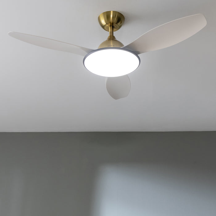 Ventilator de tavan cu iluminare Cecotec EnergySilence 4800 Light GoldWhite, 35 W, 122 cm, 6 trepte
