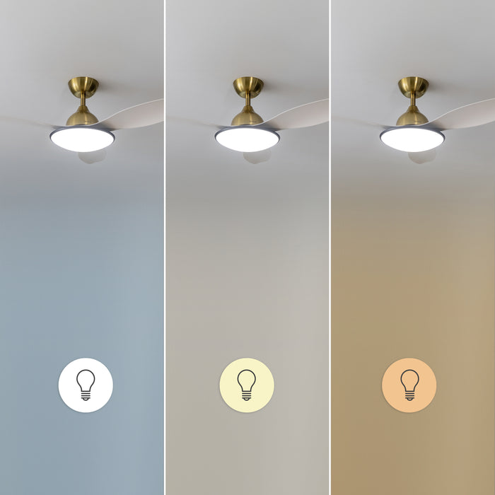 Ventilator de tavan cu iluminare Cecotec EnergySilence 4800 Light GoldWhite, 35 W, 122 cm, 6 trepte