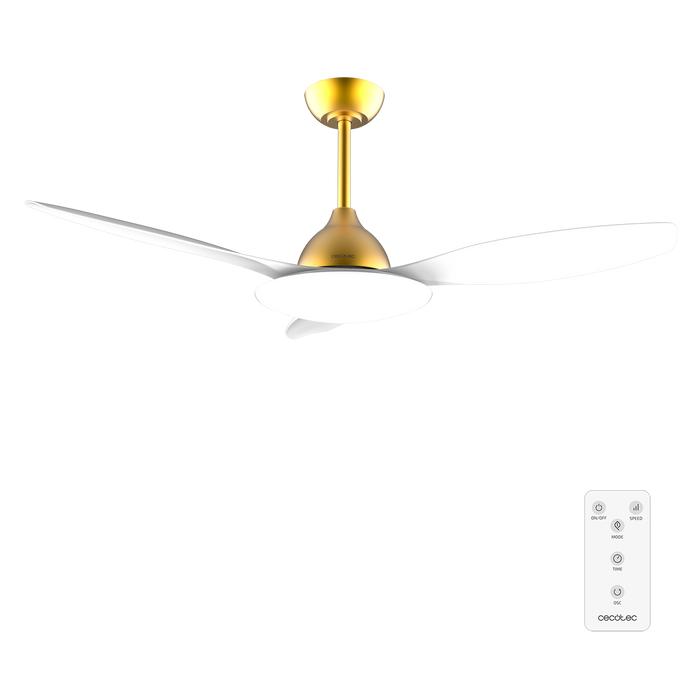 Ventilator de tavan cu iluminare Cecotec EnergySilence 4800 Light GoldWhite, 35 W, 122 cm, 6 trepte