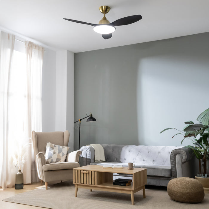 Ventilator de tavan cu iluminare Cecotec EnergySilence 4800 Light GoldBlack, 35 W, LED 36 W, 6 trepte, 122 cm