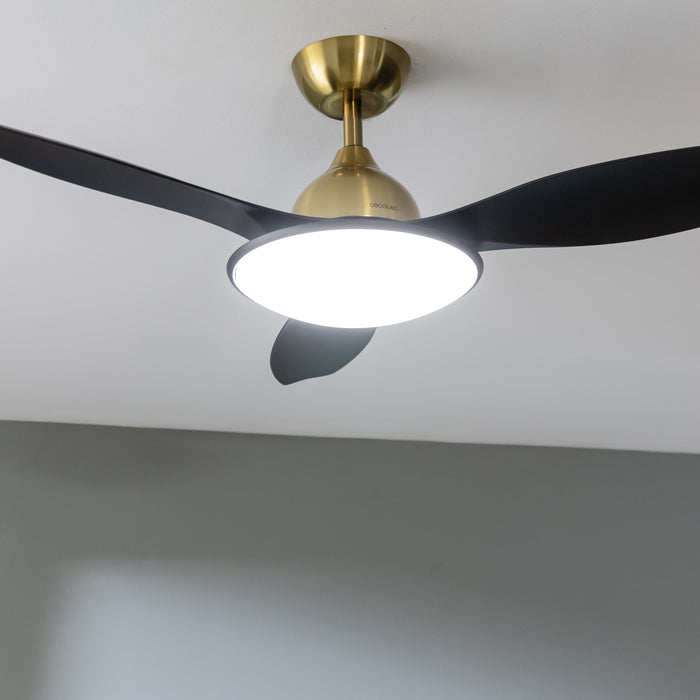 Ventilator de tavan cu iluminare Cecotec EnergySilence 4800 Light GoldBlack, 35 W, LED 36 W, 6 trepte, 122 cm