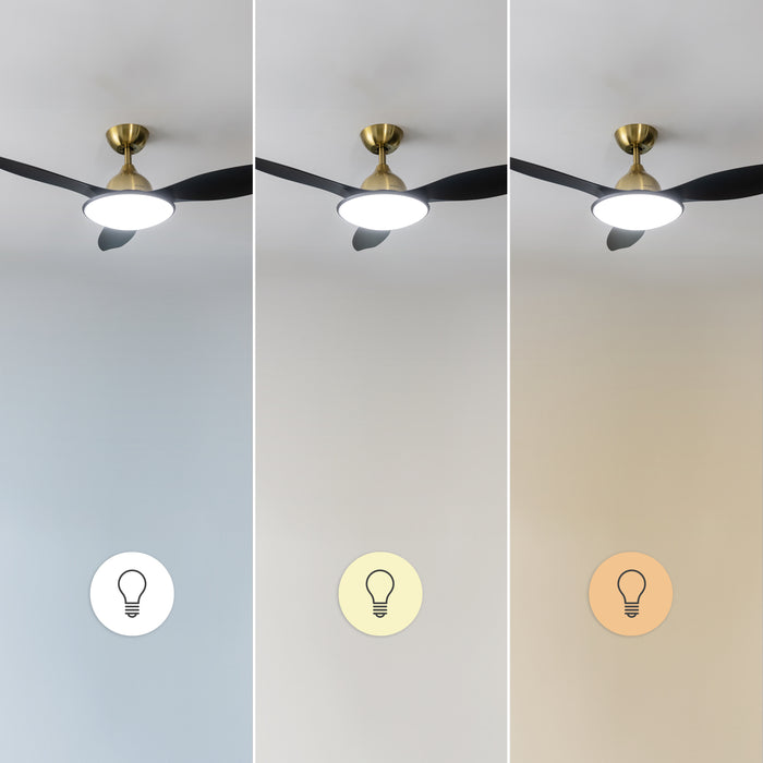 Ventilator de tavan cu iluminare Cecotec EnergySilence 4800 Light GoldBlack, 35 W, LED 36 W, 6 trepte, 122 cm
