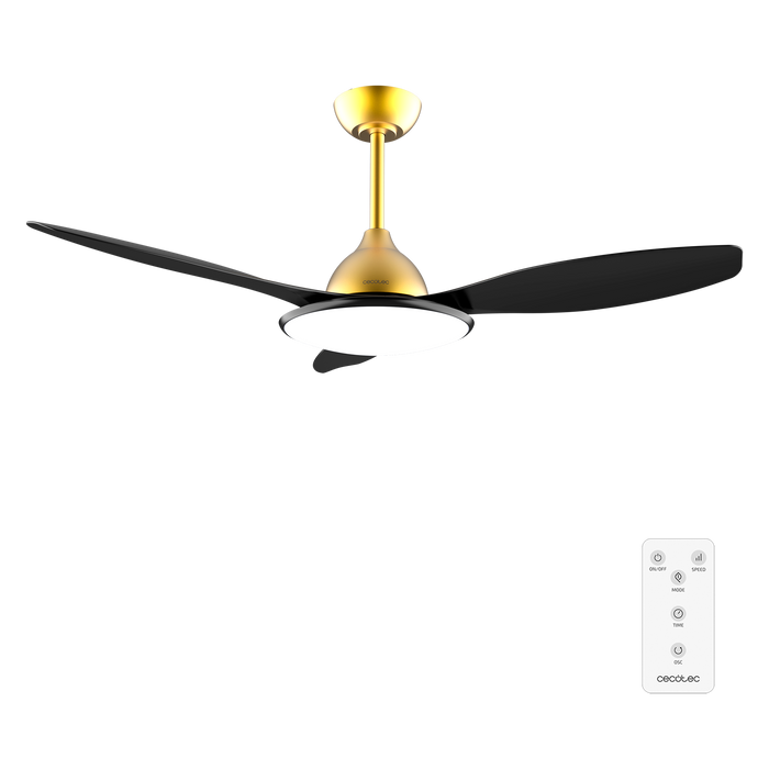 Ventilator de tavan cu iluminare Cecotec EnergySilence 4800 Light GoldBlack, 35 W, LED 36 W, 6 trepte, 122 cm
