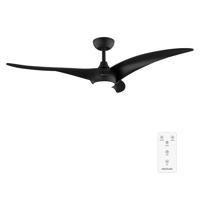 Ventilator de tavan cu iluminare Cecotec EnergySilence Aero 5295 Black, 40 W, diametru 137 cm, 6 trepte, negru