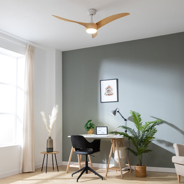 Ventilator de tavan cu iluminare Cecotec EnergySilence Aero 5295 LightWood, 40 W, diametru 137 cm, 6 trepte, LED 18 W