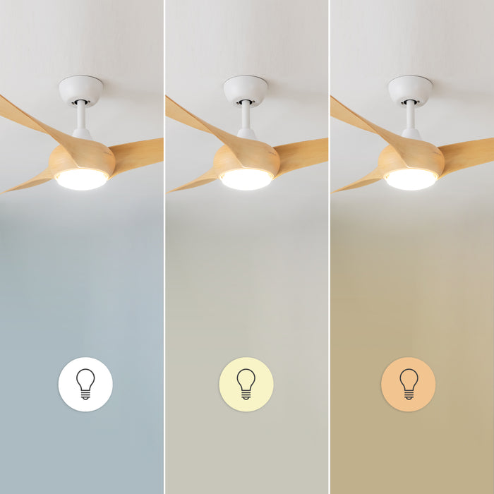 Ventilator de tavan cu iluminare Cecotec EnergySilence Aero 5295 LightWood, 40 W, diametru 137 cm, 6 trepte, LED 18 W