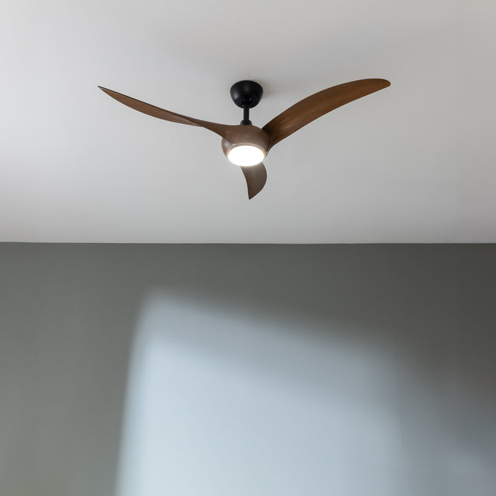 Ventilator de tavan cu iluminare Cecotec EnergySilence Aero 5295 DarkWood, 40 W, diametru 137 cm, 6 trepte, LED 18 W