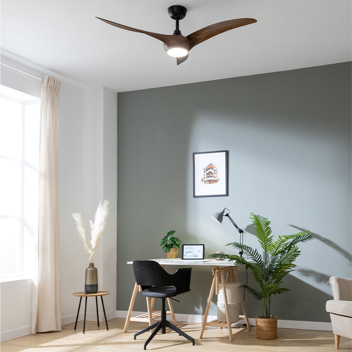 Ventilator de tavan cu iluminare Cecotec EnergySilence Aero 5295 DarkWood, 40 W, diametru 137 cm, 6 trepte, LED 18 W