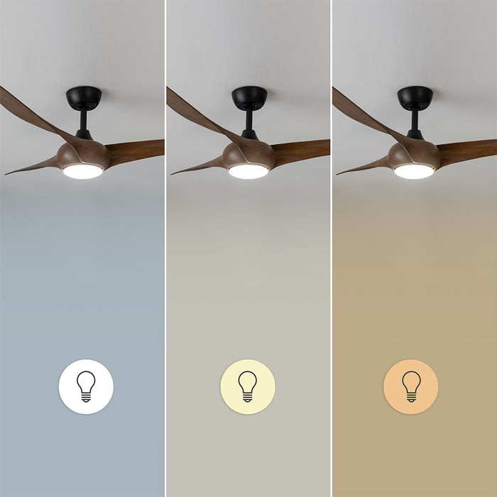 Ventilator de tavan cu iluminare Cecotec EnergySilence Aero 5295 DarkWood, 40 W, diametru 137 cm, 6 trepte, LED 18 W