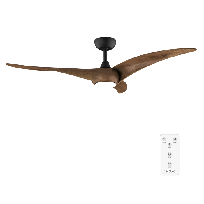 Ventilator de tavan cu iluminare Cecotec EnergySilence Aero 5295 DarkWood, 40 W, diametru 137 cm, 6 trepte, LED 18 W