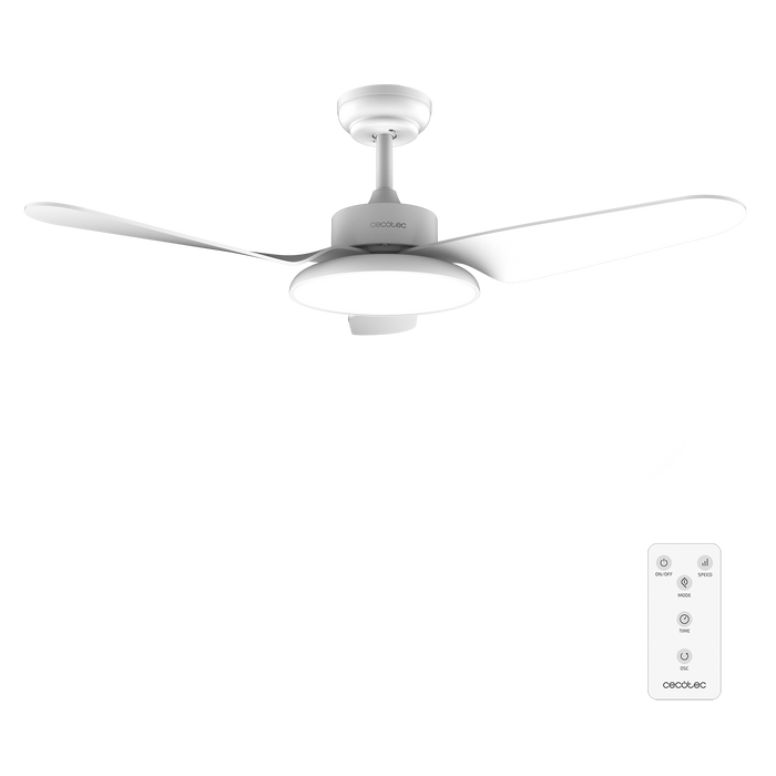 Ventilator de tavan cu lumină Cecotec EnergySilence Aero 5200 Light White, 40 W, diametru 109 cm, 6 trepte, alb