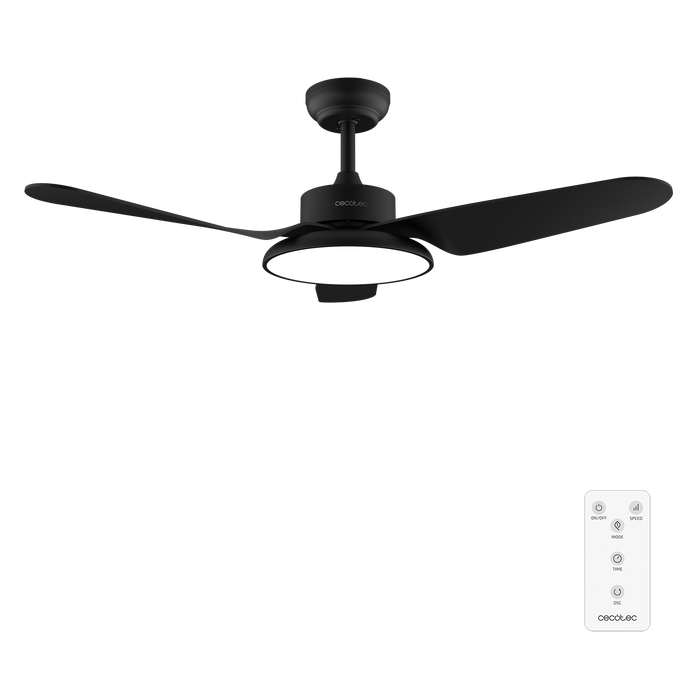Ventilator de tavan cu iluminare Cecotec EnergySilence Aero 5200 Light Black, 40 W, diametru 109 cm, 6 trepte, negru