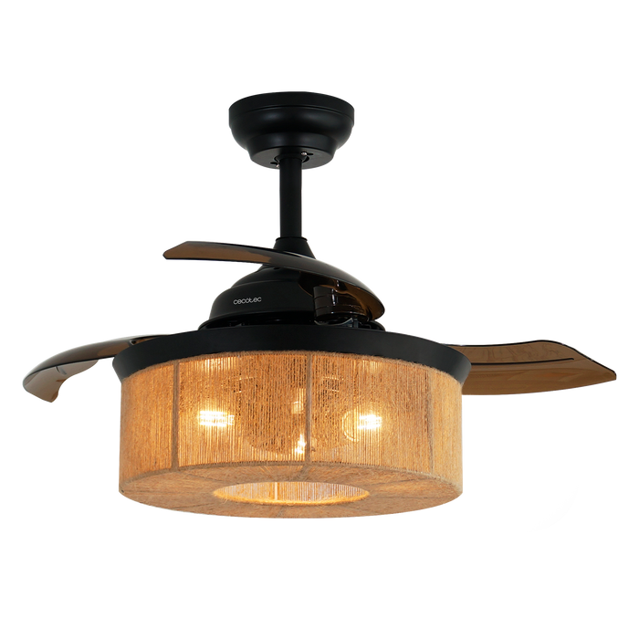 Ventilator de tavan cu lumină Cecotec EnergySilence Aero 3600 Invisible Natural Style, 25 W, diametru 36 in, 6 trepte