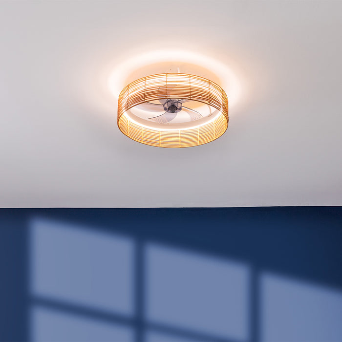 Ventilator de tavan cu lampă Cecotec EnergySilence LampAero 600 Natural Design, motor de 20 W, LED de 40 W, 6 trepte, 60 × 60 × 24 cm