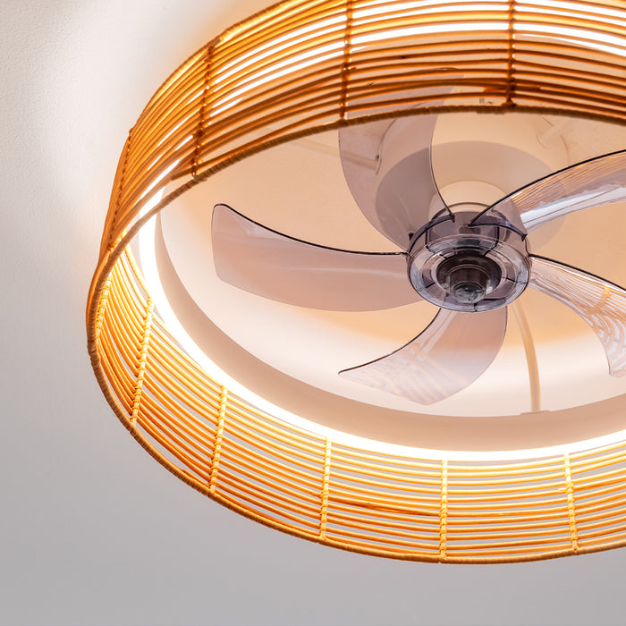 Ventilator de tavan cu lampă Cecotec EnergySilence LampAero 600 Natural Design, motor de 20 W, LED de 40 W, 6 trepte, 60 × 60 × 24 cm