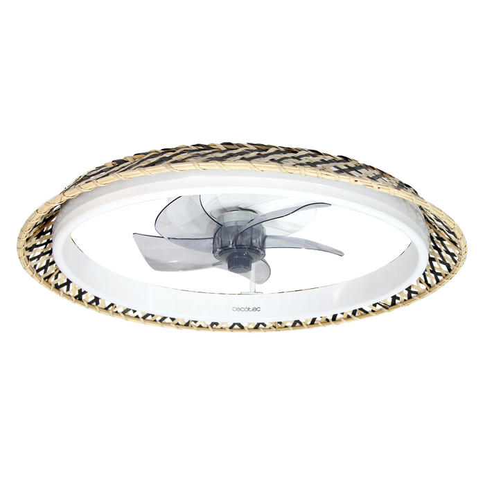 Ventilator de tavan cu lumină Cecotec EnergySilence LampAero 610 Natural Design, 20 W, 6 viteze, 65 × 65 × 19,2 cm