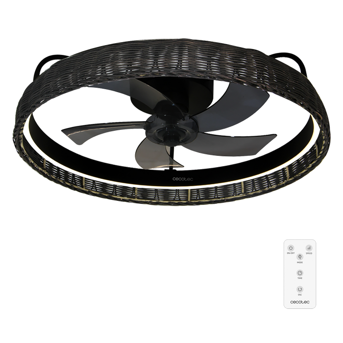 Ventilator de tavan cu lampă Cecotec EnergySilence LampAero 600 Black Design, 20 W, 6 trepte, 60 × 60 × 24 cm, negru
