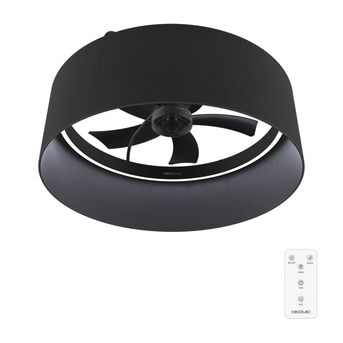 Ventilator de tavan cu lampă Cecotec EnergySilence LampAero 650 Black Design, 20 W, 6 trepte, 60 × 60 × 29,2 cm