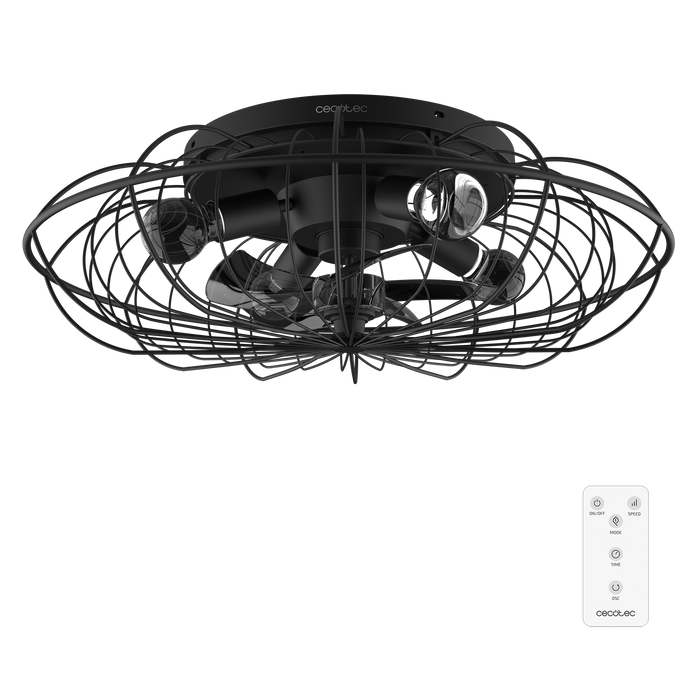 Ventilator de tavan cu lampă Cecotec EnergySilence LampAero 650 Iron Design, 20 W, 3 trepte, 59 × 59 × 20 cm