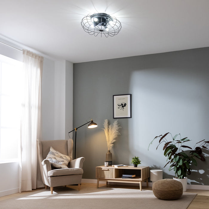 Ventilator de tavan cu lampă Cecotec EnergySilence LampAero 650 Iron Design, 20 W, 3 trepte, 59 × 59 × 20 cm