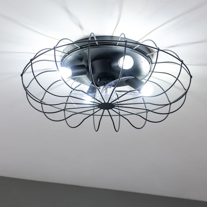 Ventilator de tavan cu lampă Cecotec EnergySilence LampAero 650 Iron Design, 20 W, 3 trepte, 59 × 59 × 20 cm