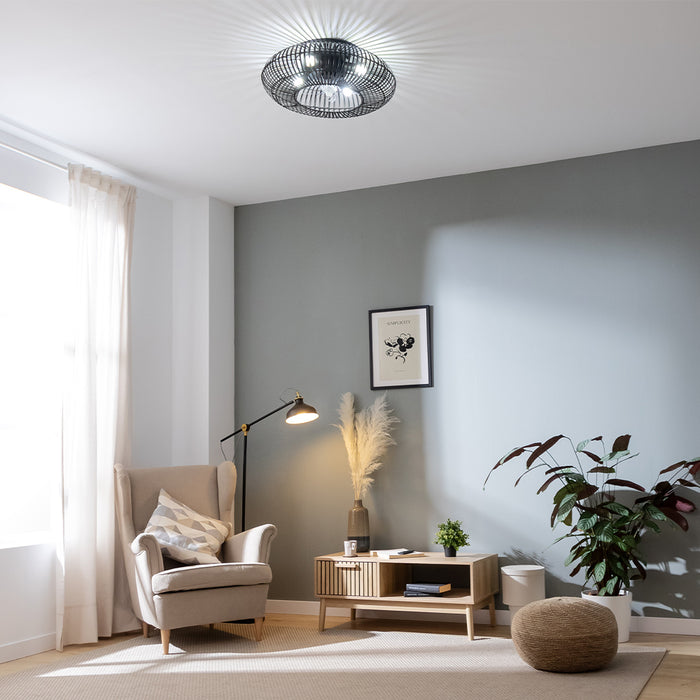 Ventilator de tavan cu lampă Cecotec EnergySilence LampAero 600 Natural DarkWood, 20 W, 3 trepte, 5 pale