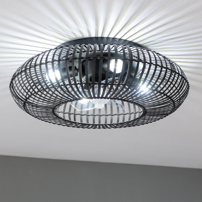 Ventilator de tavan cu lampă Cecotec EnergySilence LampAero 600 Natural DarkWood, 20 W, 3 trepte, 5 pale