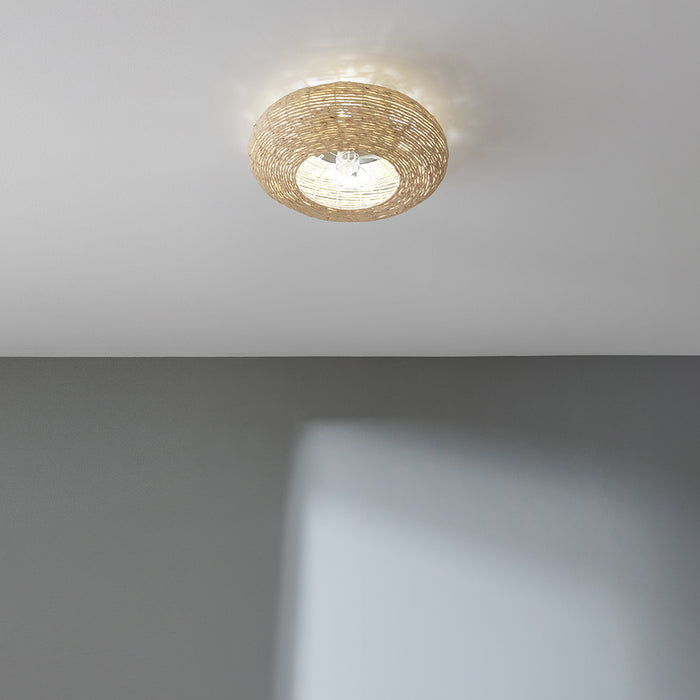 Ventilator de tavan cu lampă Cecotec EnergySilence LampAero 600 Natural Wicker, 20 W, 3 trepte, 61 × 61 × 20,5 cm