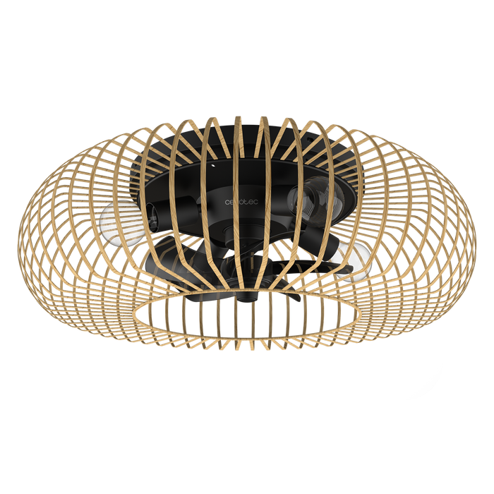 Ventilator de tavan cu lampă Cecotec EnergySilence LampAero 600 Natural LightWood, 20 W, 3 viteze, 60 × 60 × 19 cm