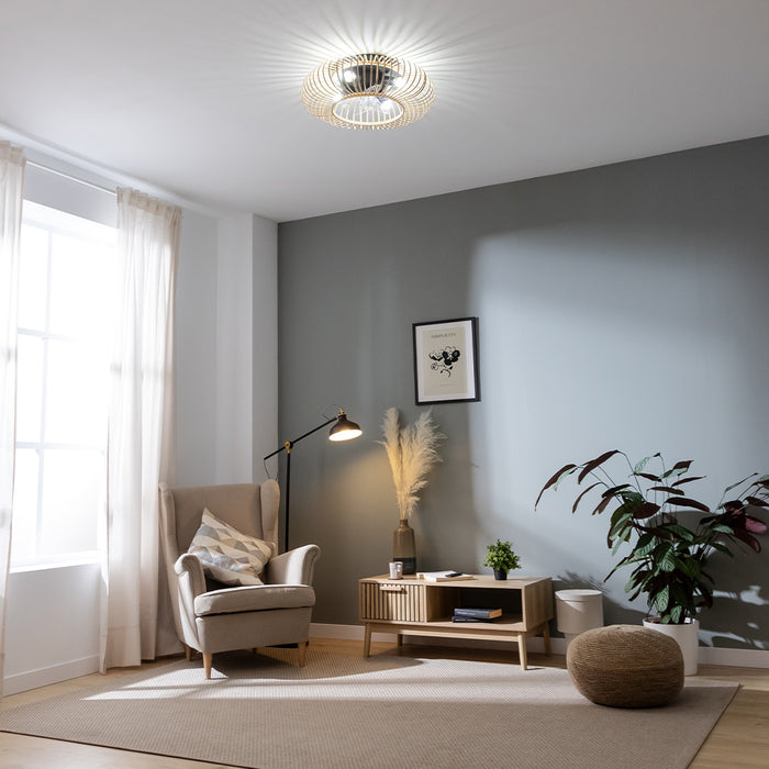 Ventilator de tavan cu lampă Cecotec EnergySilence LampAero 600 Natural LightWood, 20 W, 3 viteze, 60 × 60 × 19 cm
