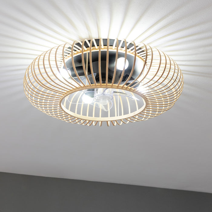Ventilator de tavan cu lampă Cecotec EnergySilence LampAero 600 Natural LightWood, 20 W, 3 viteze, 60 × 60 × 19 cm