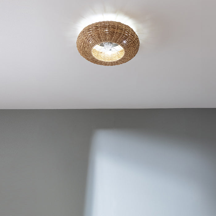 Ventilator de tavan cu lampă Cecotec EnergySilence LampAero 650 Natural Wicker, 20 W, 3 trepte, 5 pale