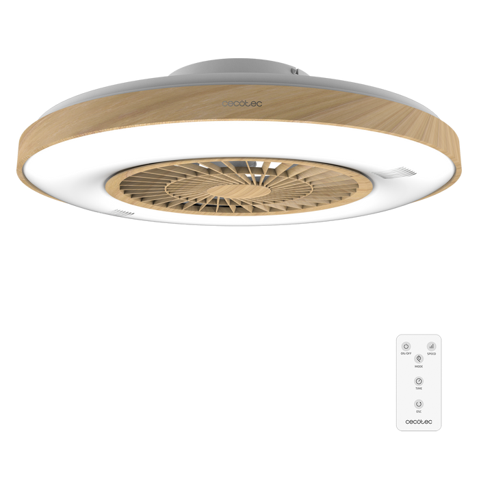 Ventilator de tavan cu iluminare Cecotec EnergySilence LampAero 600 InsideWood, 20 W, diametru 60 cm, 3 trepte, telecomandă