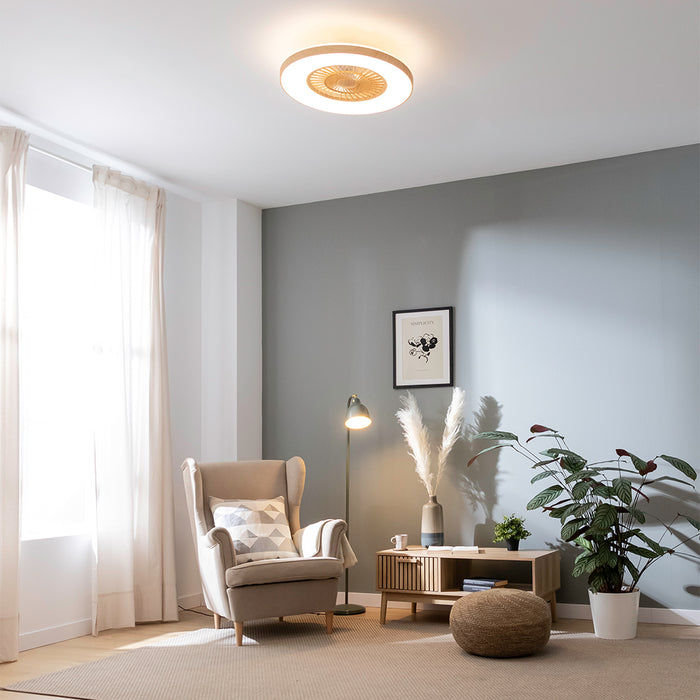 Ventilator de tavan cu iluminare Cecotec EnergySilence LampAero 600 InsideWood, 20 W, diametru 60 cm, 3 trepte, telecomandă