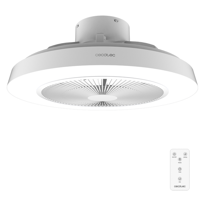 Ventilator de tavan cu lumină Cecotec EnergySilence LampAero 600 InsideWhite, motor DC 20 W, LED 40 W, 3 viteze, alb