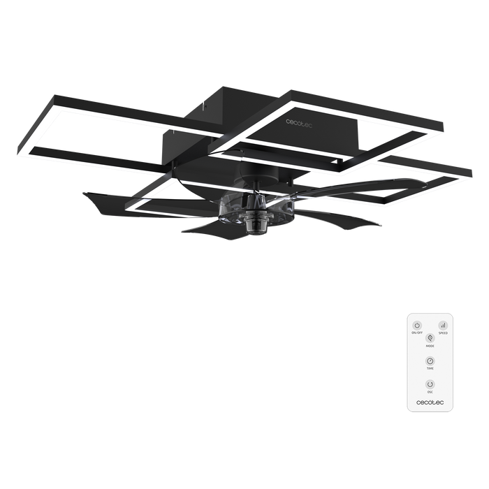 Ventilator de tavan cu iluminare Cecotec EnergySilence LampAero 690 FlowLight, motor de 20 W, LED de 40 W, 5 pale, telecomandă