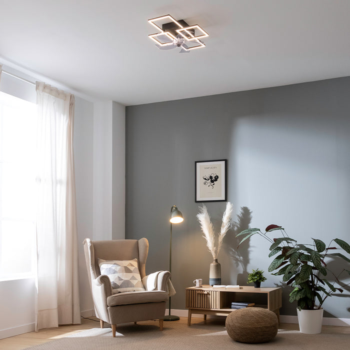 Ventilator de tavan cu iluminare Cecotec EnergySilence LampAero 690 FlowLight, motor de 20 W, LED de 40 W, 5 pale, telecomandă