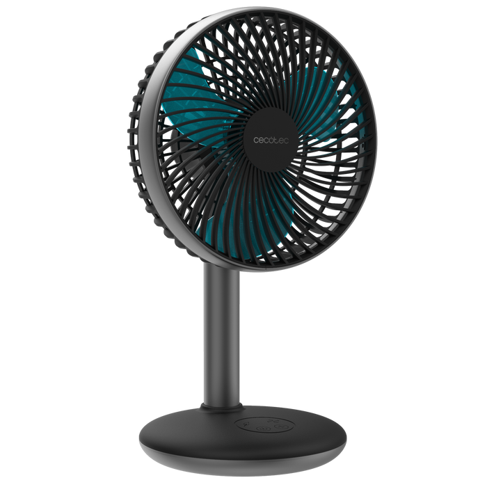 Ventilator de birou portabil Cecotec EnergySilence 4000 Portable Desk Dark, baterie de 4000 mAh, 4 trepte, 17 × 14 × 29 cm, gri
