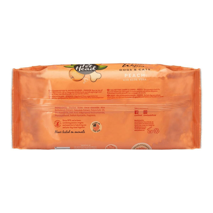 Șervețele umede pentru animale de companie  Pet Head Quick Fix Piersică (80 uds)