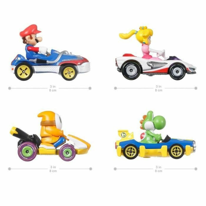 Set mașini Hot Wheels Mario Kart 8 cm 4 Piese