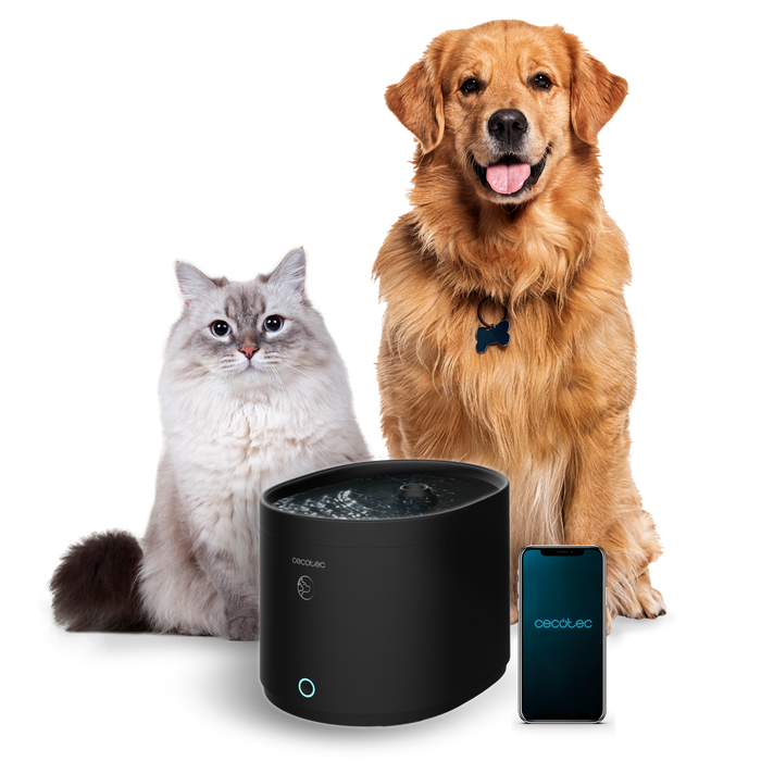 Fântână de apă pentru animale Cecotec Pumba 2500 Refresh Smart, 2,5 l, control Wi-Fi, neagră